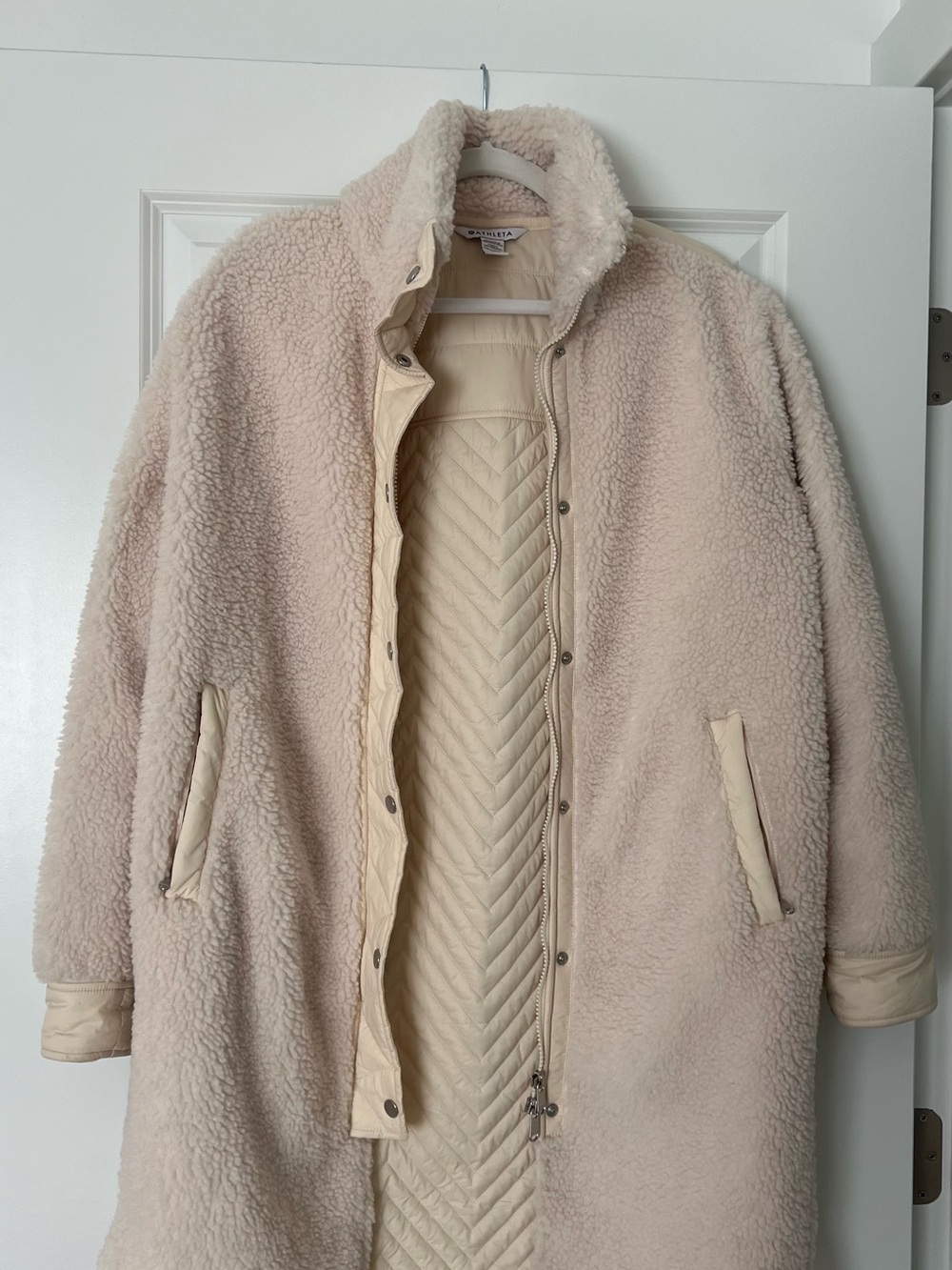 Athleta Cream Sherpa Long Teddy Coat - Picture 6 of 10